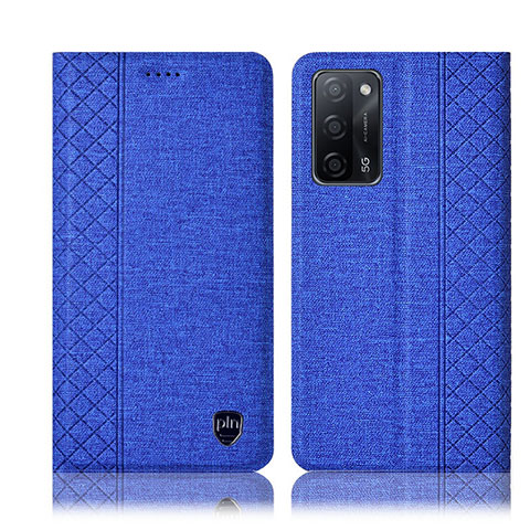 Coque Clapet Portefeuille Livre Tissu H14P pour Oppo A56 5G Bleu