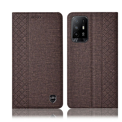 Coque Clapet Portefeuille Livre Tissu H14P pour Oppo A94 5G Marron