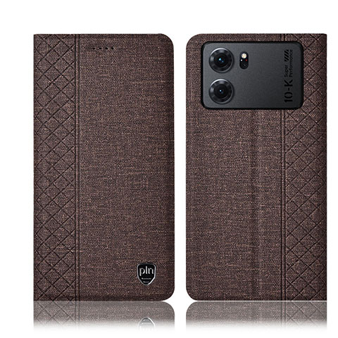 Coque Clapet Portefeuille Livre Tissu H14P pour Oppo K10 5G Marron