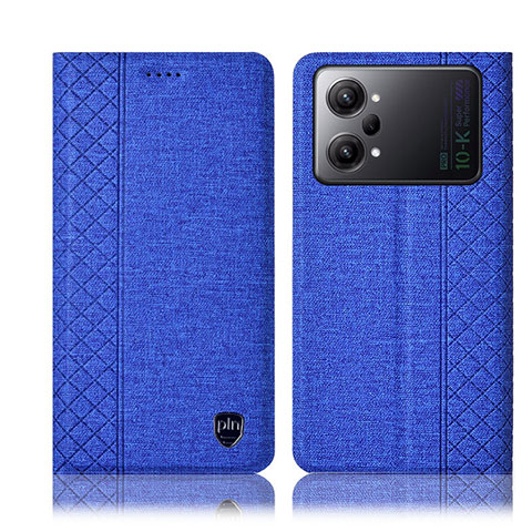 Coque Clapet Portefeuille Livre Tissu H14P pour Oppo K10 Pro 5G Bleu