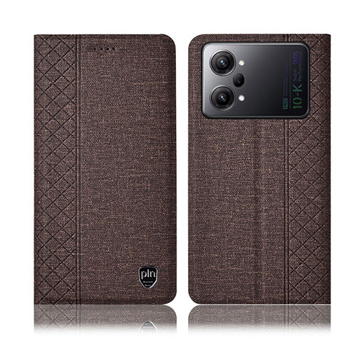 Coque Clapet Portefeuille Livre Tissu H14P pour Oppo K10 Pro 5G Marron