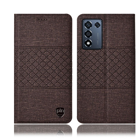 Coque Clapet Portefeuille Livre Tissu H14P pour Oppo K9S 5G Marron