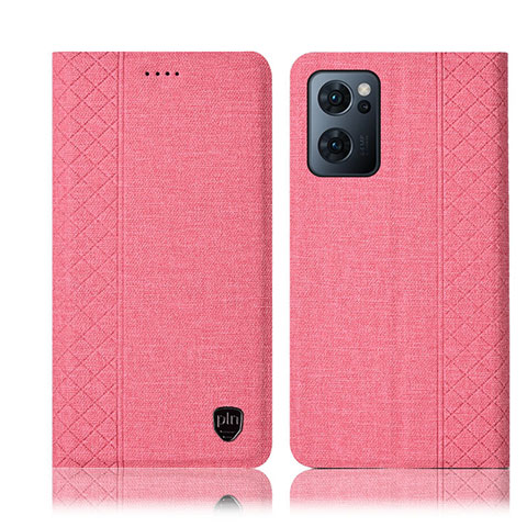 Coque Clapet Portefeuille Livre Tissu H14P pour Oppo Reno7 5G Rose