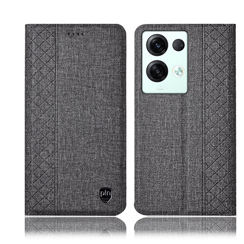 Coque Clapet Portefeuille Livre Tissu H14P pour Oppo Reno8 Pro 5G Gris