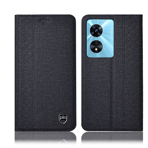 Coque Clapet Portefeuille Livre Tissu H14P pour Oppo Reno8 T 5G Noir