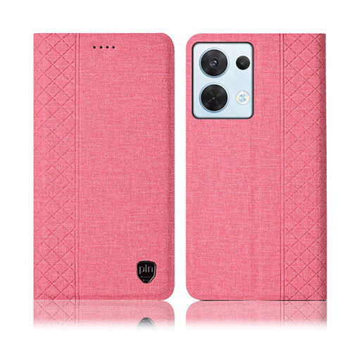 Coque Clapet Portefeuille Livre Tissu H14P pour Oppo Reno9 5G Rose