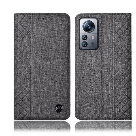 Coque Clapet Portefeuille Livre Tissu H14P pour Xiaomi Mi 12 Lite 5G Gris