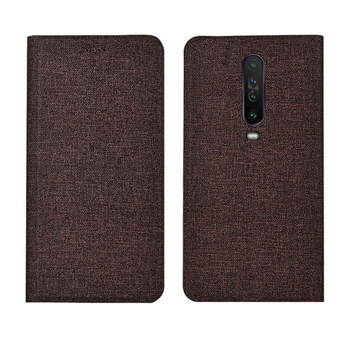 Coque Clapet Portefeuille Livre Tissu L01 pour Xiaomi Redmi K30 4G Marron