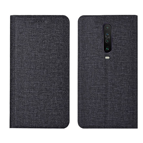 Coque Clapet Portefeuille Livre Tissu L01 pour Xiaomi Redmi K30i 5G Noir