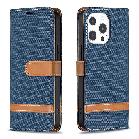 Coque Clapet Portefeuille Livre Tissu pour Apple iPhone 13 Pro Bleu Royal