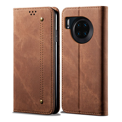 Coque Clapet Portefeuille Livre Tissu pour Huawei Honor 50 Lite Marron