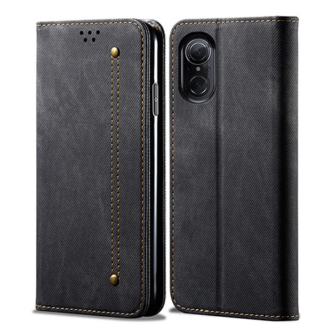 Coque Clapet Portefeuille Livre Tissu pour Huawei Honor 50 SE 5G Noir