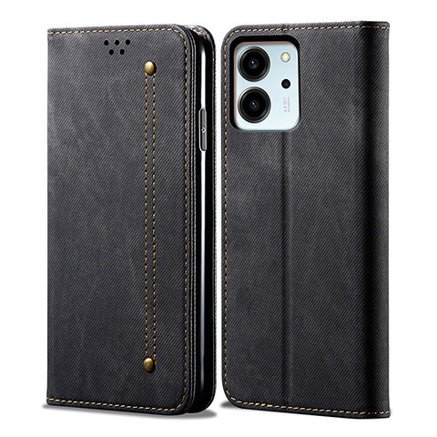 Coque Clapet Portefeuille Livre Tissu pour Huawei Honor 80 SE 5G Noir