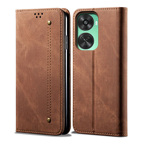 Coque Clapet Portefeuille Livre Tissu pour Huawei Nova 11 SE Marron