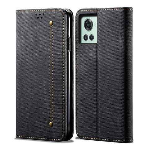 Coque Clapet Portefeuille Livre Tissu pour OnePlus Ace 5G Noir