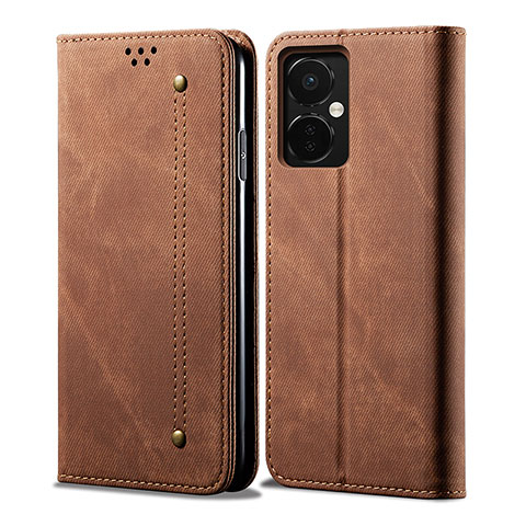 Coque Clapet Portefeuille Livre Tissu pour OnePlus Nord CE 3 5G Marron