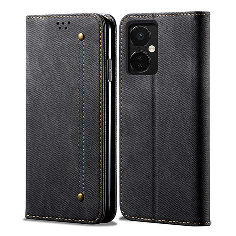 Coque Clapet Portefeuille Livre Tissu pour OnePlus Nord CE 3 5G Noir