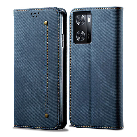 Coque Clapet Portefeuille Livre Tissu pour OnePlus Nord N300 5G Bleu