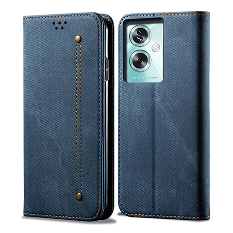 Coque Clapet Portefeuille Livre Tissu pour Oppo A2 5G Bleu