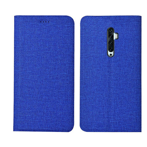 Coque Clapet Portefeuille Livre Tissu pour Oppo Reno2 Z Bleu