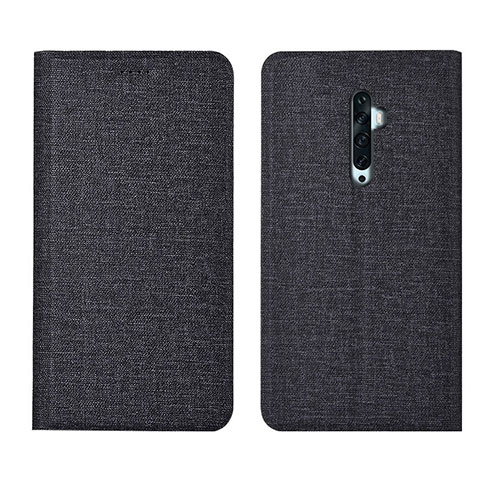 Coque Clapet Portefeuille Livre Tissu pour Oppo Reno2 Z Noir