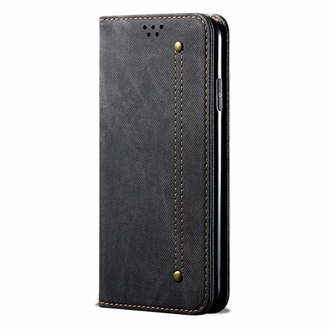 Coque Clapet Portefeuille Livre Tissu pour Realme 6 Pro Noir