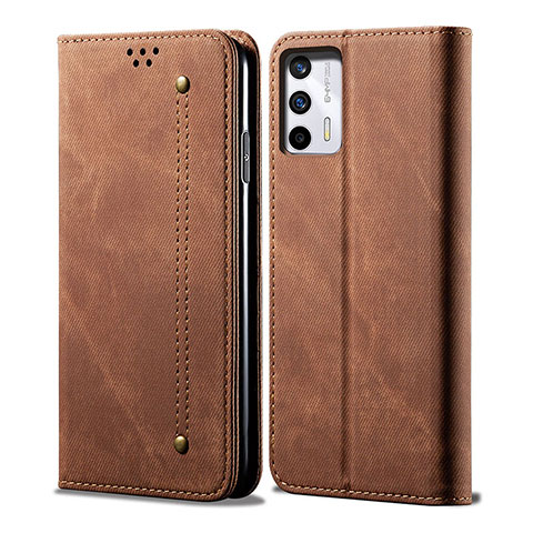 Coque Clapet Portefeuille Livre Tissu pour Realme GT 5G Marron