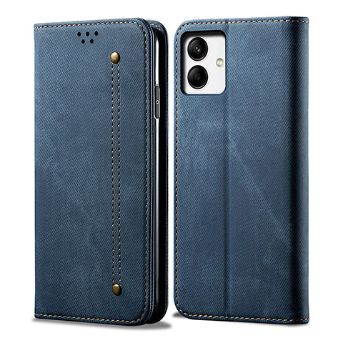 Coque Clapet Portefeuille Livre Tissu pour Samsung Galaxy A04 4G Bleu