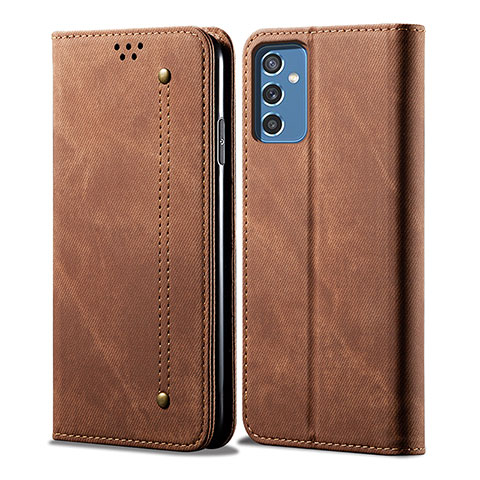 Coque Clapet Portefeuille Livre Tissu pour Samsung Galaxy A04s Marron