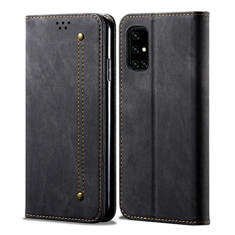 Coque Clapet Portefeuille Livre Tissu pour Samsung Galaxy A51 5G Noir