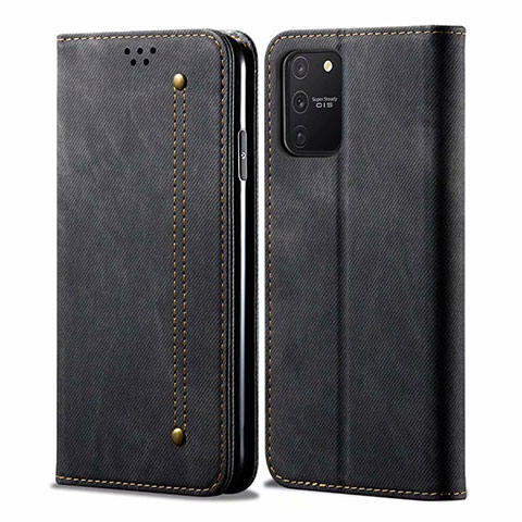 Coque Clapet Portefeuille Livre Tissu pour Samsung Galaxy M80S Noir