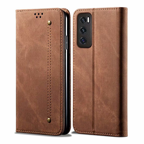 Coque Clapet Portefeuille Livre Tissu pour Vivo Y70 (2020) Marron