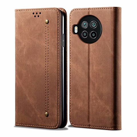 Coque Clapet Portefeuille Livre Tissu pour Xiaomi Mi 10i 5G Marron