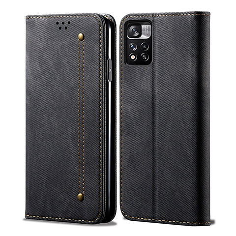 Coque Clapet Portefeuille Livre Tissu pour Xiaomi Mi 11i 5G (2022) Noir