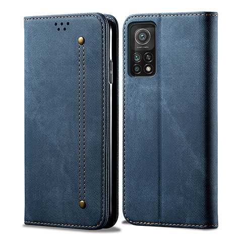 Coque Clapet Portefeuille Livre Tissu pour Xiaomi Mi 11T 5G Bleu