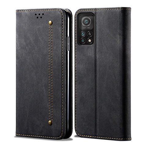 Coque Clapet Portefeuille Livre Tissu pour Xiaomi Mi 11T Pro 5G Noir