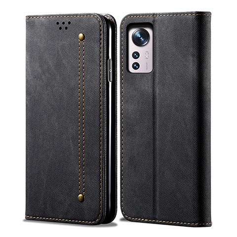 Coque Clapet Portefeuille Livre Tissu pour Xiaomi Mi 12 Lite 5G Noir