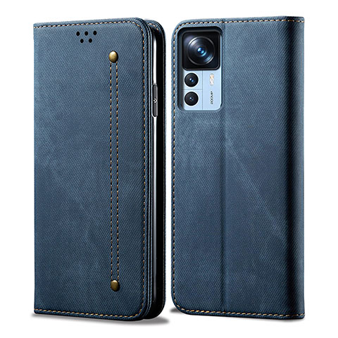 Coque Clapet Portefeuille Livre Tissu pour Xiaomi Mi 12T 5G Bleu