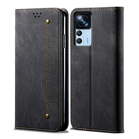 Coque Clapet Portefeuille Livre Tissu pour Xiaomi Mi 12T 5G Noir