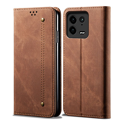 Coque Clapet Portefeuille Livre Tissu pour Xiaomi Mi 13 Pro 5G Marron