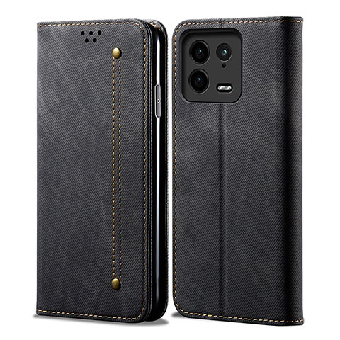 Coque Clapet Portefeuille Livre Tissu pour Xiaomi Mi 13 Pro 5G Noir