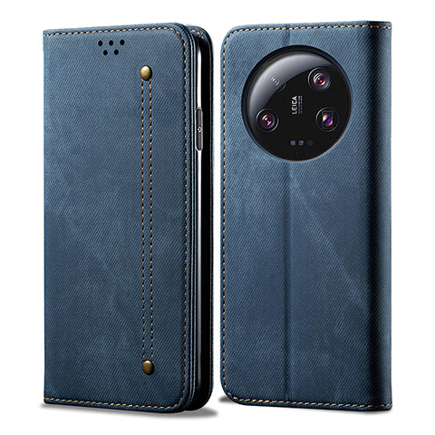 Coque Clapet Portefeuille Livre Tissu pour Xiaomi Mi 13 Ultra 5G Bleu