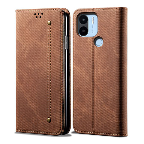 Coque Clapet Portefeuille Livre Tissu pour Xiaomi Poco C51 Marron