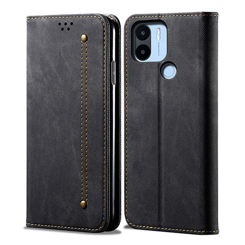 Coque Clapet Portefeuille Livre Tissu pour Xiaomi Poco C51 Noir