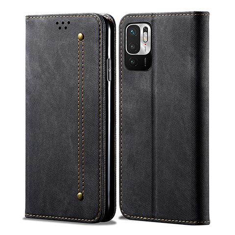 Coque Clapet Portefeuille Livre Tissu pour Xiaomi POCO M3 Pro 5G Noir