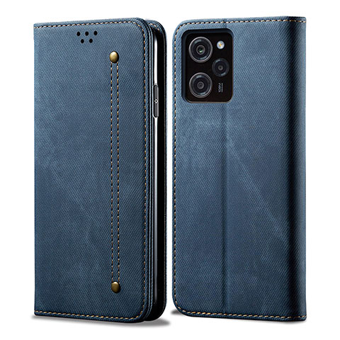 Coque Clapet Portefeuille Livre Tissu pour Xiaomi Poco X5 Pro 5G Bleu