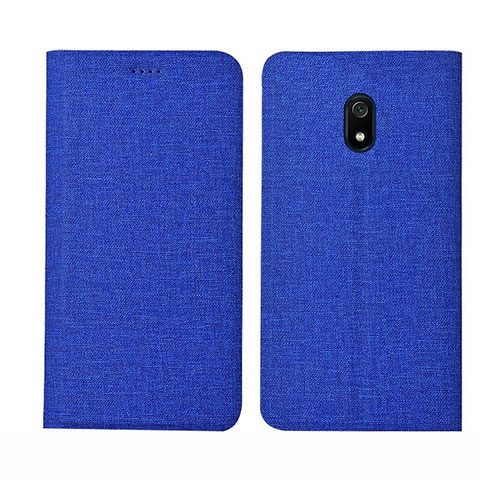 Coque Clapet Portefeuille Livre Tissu pour Xiaomi Redmi 8A Bleu