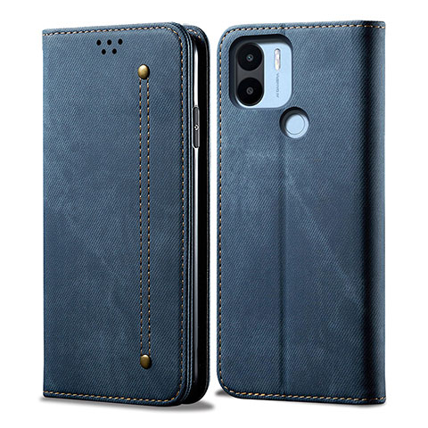 Coque Clapet Portefeuille Livre Tissu pour Xiaomi Redmi A1 Bleu