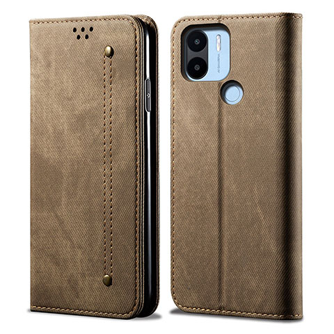 Coque Clapet Portefeuille Livre Tissu pour Xiaomi Redmi A2 Kaki