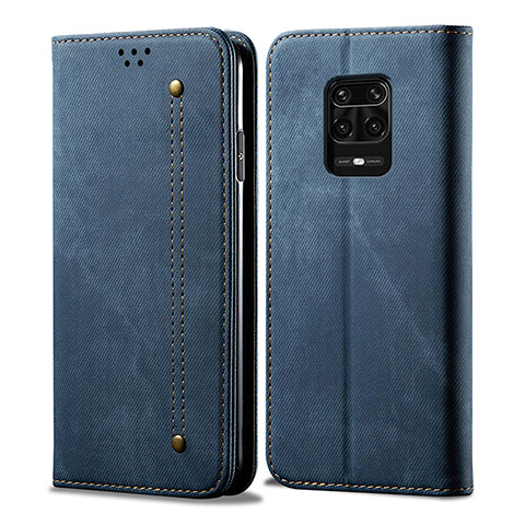 Coque Clapet Portefeuille Livre Tissu pour Xiaomi Redmi Note 10 Lite India Bleu